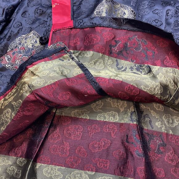 Vintage Peony Brand Cheongsam Top Blouse Size 36 Black Jacquard Brocade Chinese - Picture 7 of 11